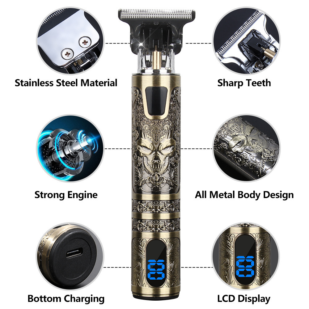 Electric Hair Clipper With LCD Display Oil Head Hair Cutting Machine Hair Beard Trimmer Rechargeable USB Shaver For Men Father T 250527