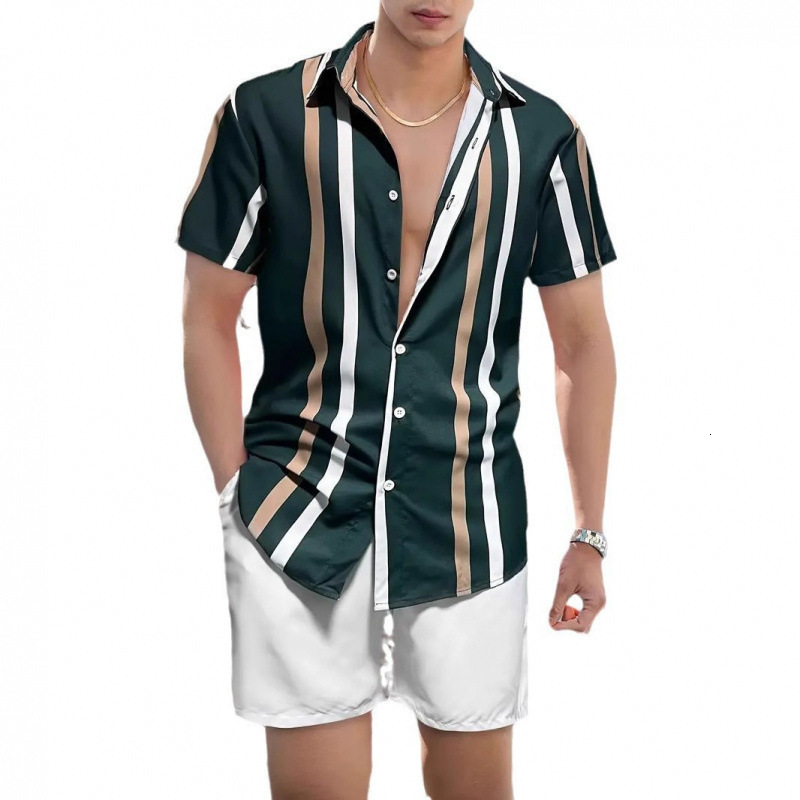 Versatile Plant Pattern 3D Printed Short Sleeve Shirt and Shorts Set 240809