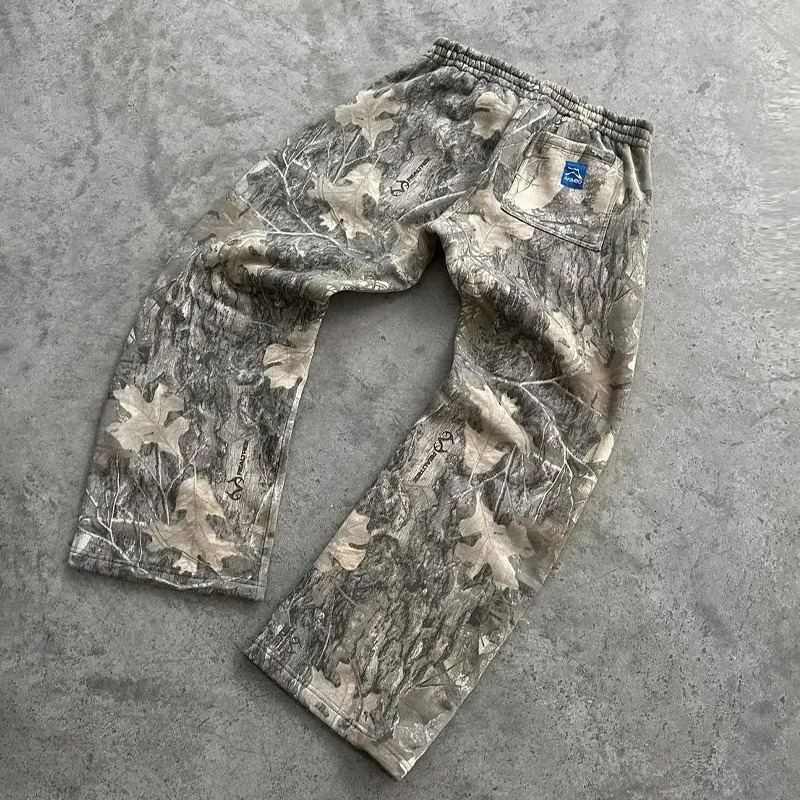 Y2K Streetwear Men Camouflage Pattern Print High Street Hip Hop Sweatpants Women Oversized Unisex Casual Camo Baggy Pants Gothic i260616