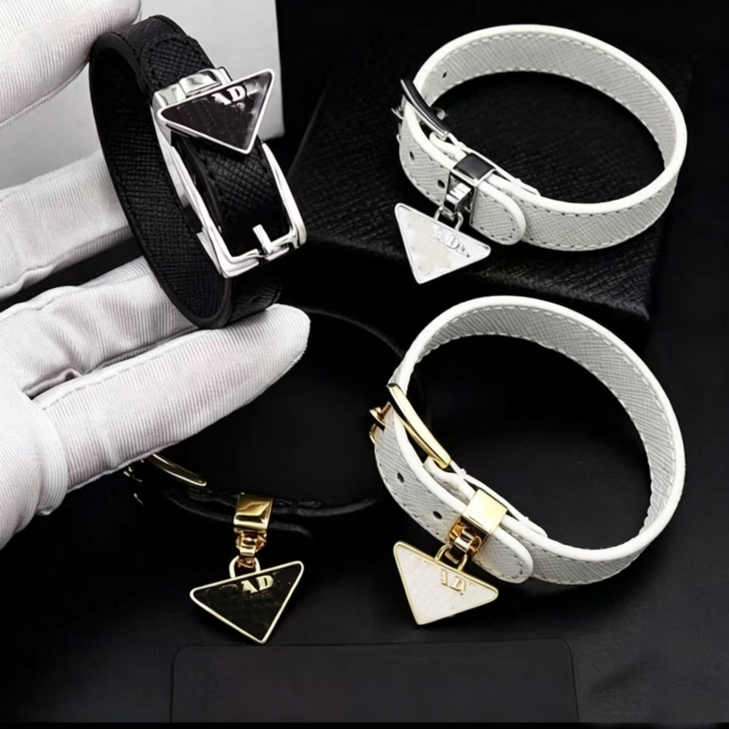 Designer leather pet collar with classic inverted triangle letter motif, adjustable design suitable for small, medium and large pets