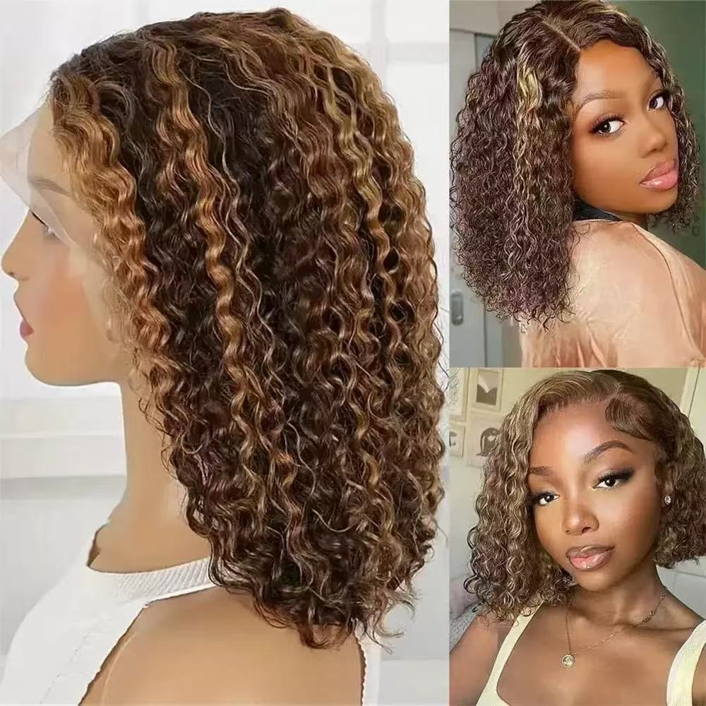 2026s Bouncy short medium kinky curly lace front wig women solid highlight ombre natural hairline soft fluffy curls 18 to 32 inches daily party wear