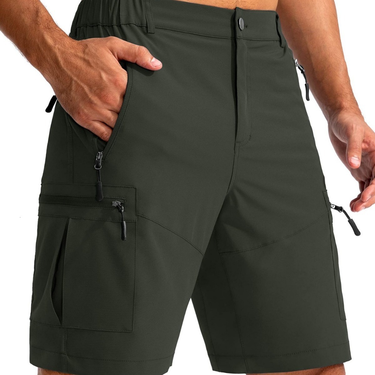 TACVASEN Quick Dry Cargo Shorts Mens Light Work Cargo Shorts Multi Pocket Waterproof Outdoor Hiking Fishing Shorts Mens 241210
