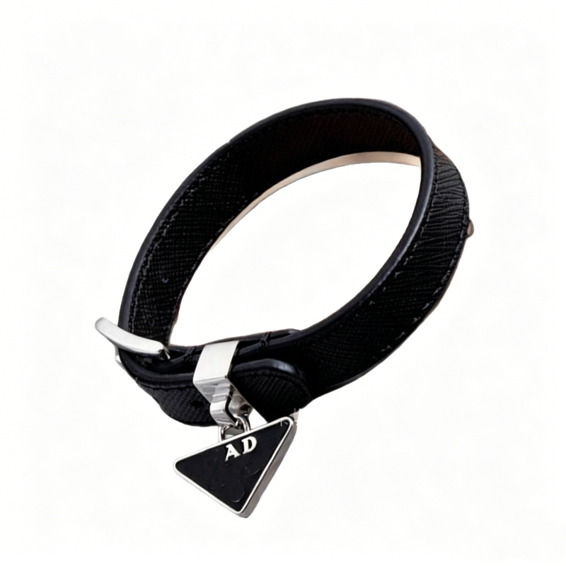 Designer leather pet collar with classic inverted triangle letter motif, adjustable design suitable for small, medium and large pets - view 3