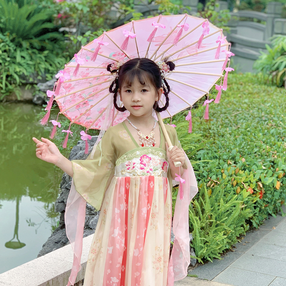 Hanfu Pography Prop Ancient Umbrella rain women Antique Tassels Pograph Dance Cos Game parasol Japan 210721