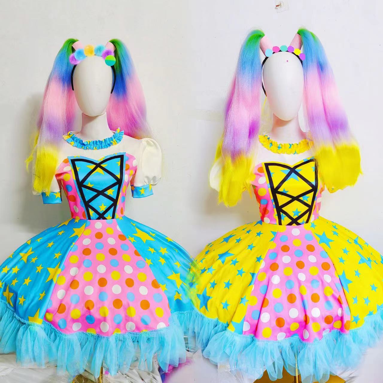 Women Clown Cosplay Costume Holiday Amusement Park Performance Clothing Dancer Singer Bubble Dress Stage Wear Festival Outfit