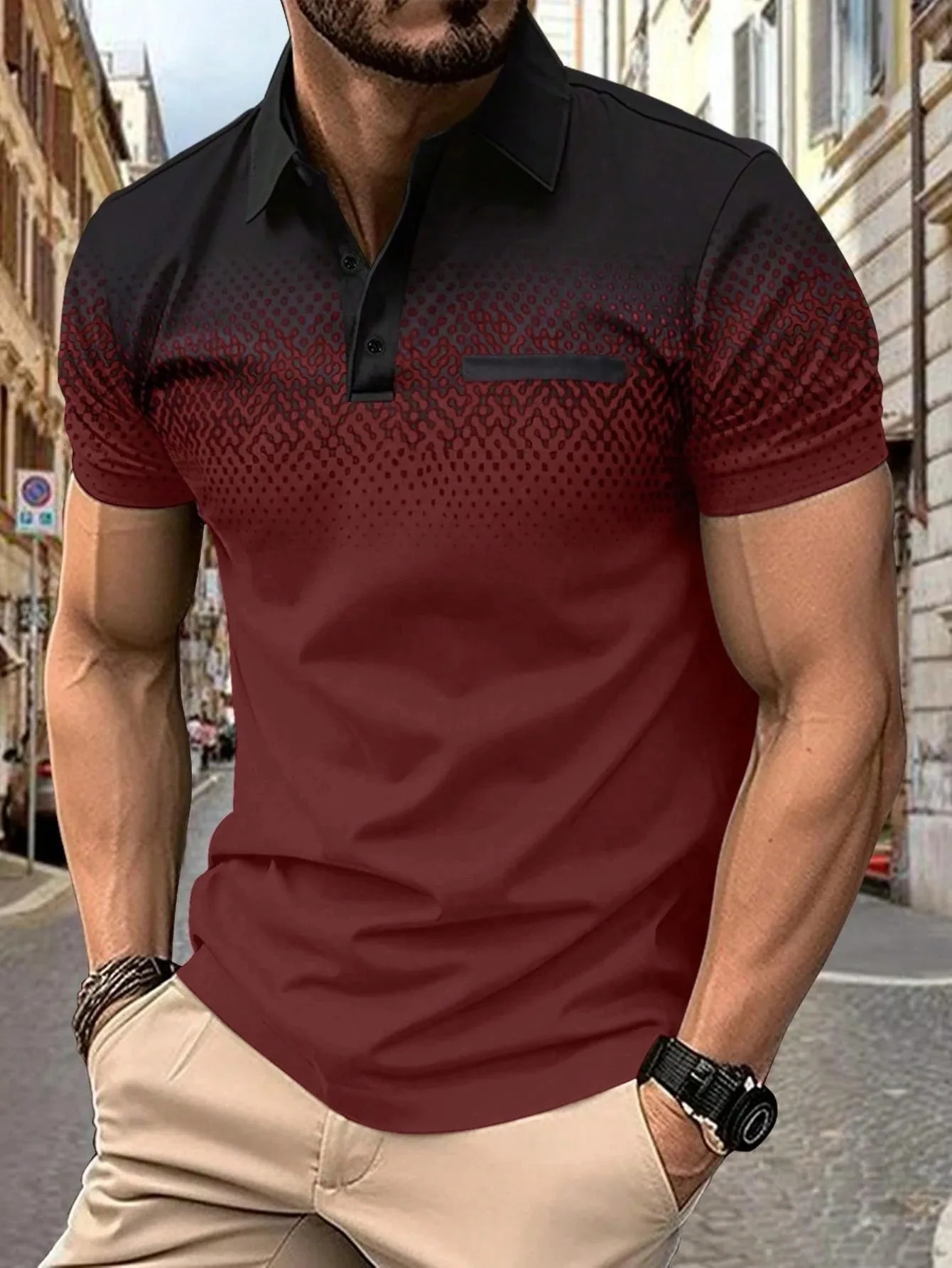The mens POLO shirt for summer is breathable lightweight casual and fashionable with 3D printing 260615 - view 4