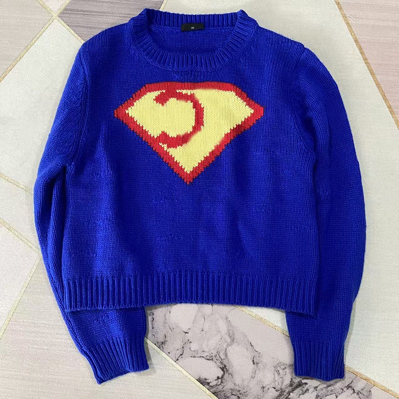Vintage Contrast Color Wool Sweater Designer Women Long Sleeve Jumper Top Spring Autumn Street Style Vacation Sweaters