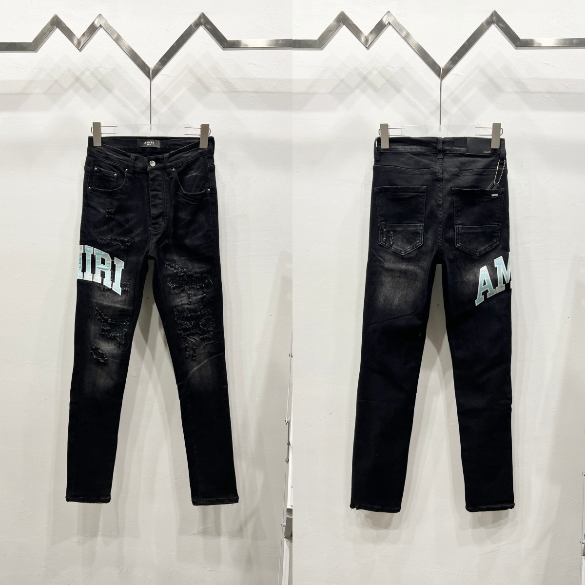 Punk Vintage Rhinestone Embellished Black Jeans Y2k American Style Streetwear Baggy Wide Leg Jeans Men Women Ripped Denim Pants 250305