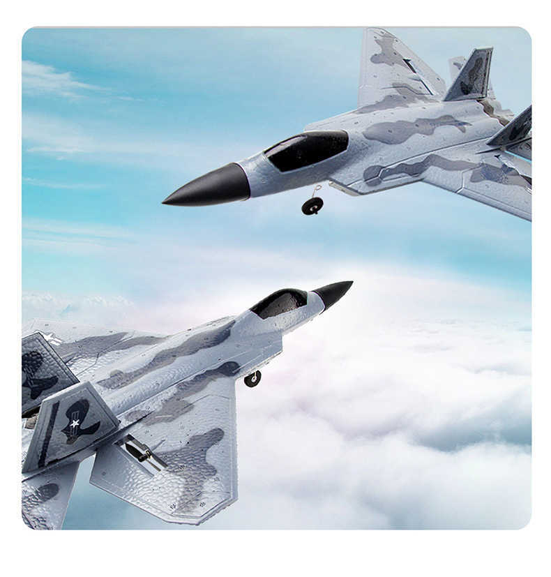 FX822 Remote Control Camouflage F22 Fighter Jet Fixed-Wing Foam Model Medium-Sized Children's Toy Airplane X250129