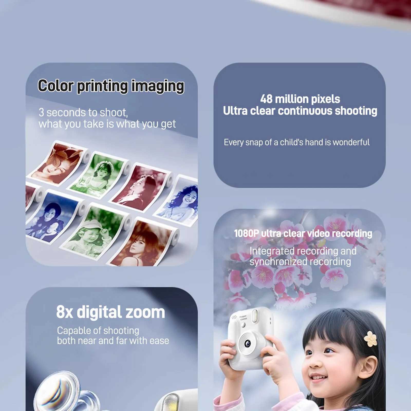 Kids Instant Photo Camera Color Printing Camera 1080P Thermal Print Toys Camera Print Photo Video Games Music Children Gift 32GB L261017 - view 7