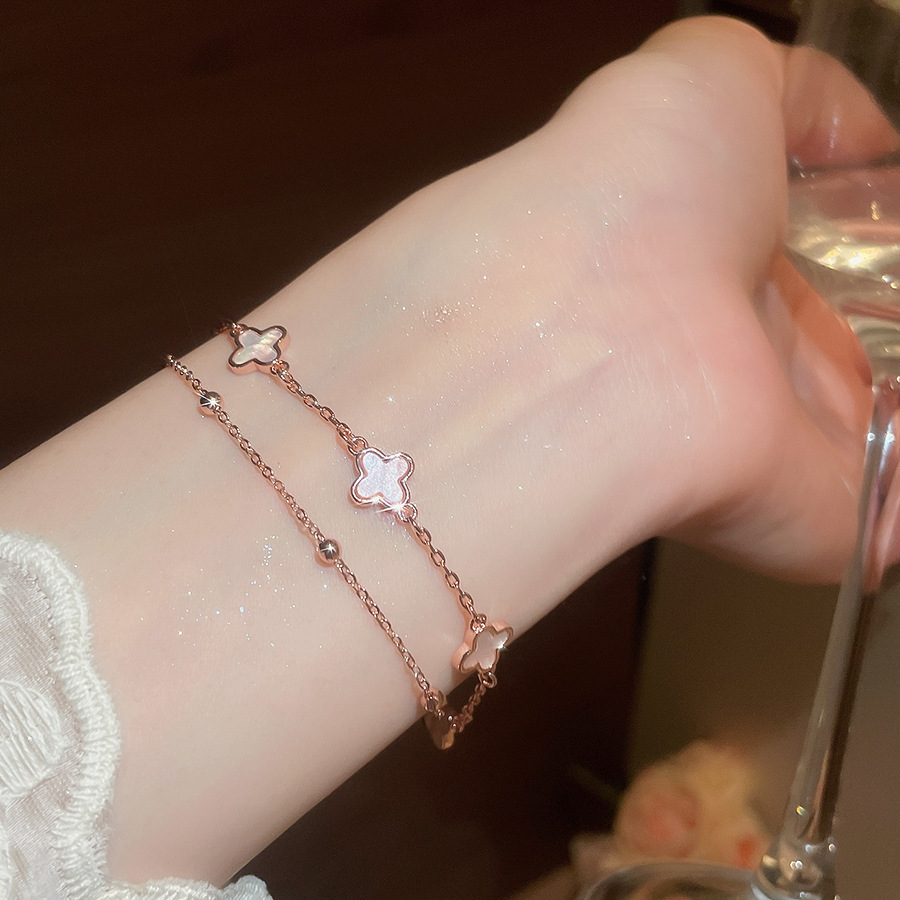 18k real gold plated zircon flower bracelet, sweet and romantic pastoral style, fashionable, light luxury, high-end jewelry - view 4