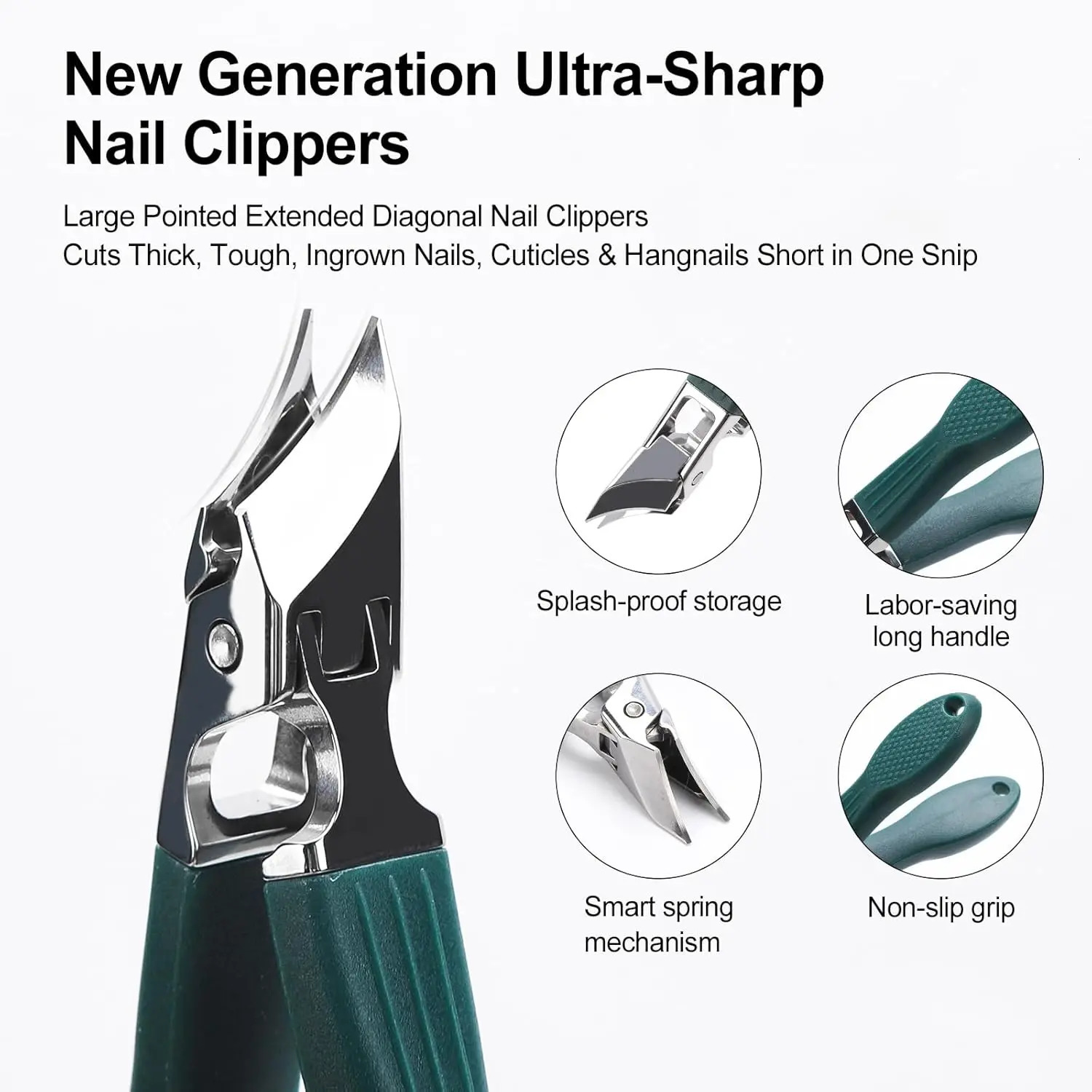 Eagle Beak Nail Clippers for Ingrown Thick Nails BeveledSlantedAngledBl adesLo ngHa ndleWi deJa wAn tiSplashUlt raSha 260615 - view 5