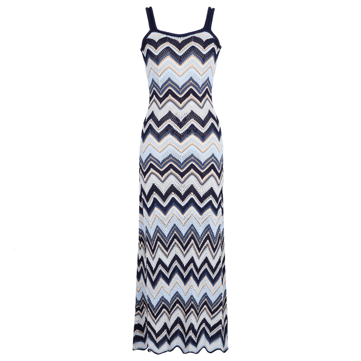 Misson dress Luxury Designer Hollow Chevron Knit Maxi Matching Top Women Elegant Sling Bodycon Long Dress For Beach Resort Daily Office Lady - view 3