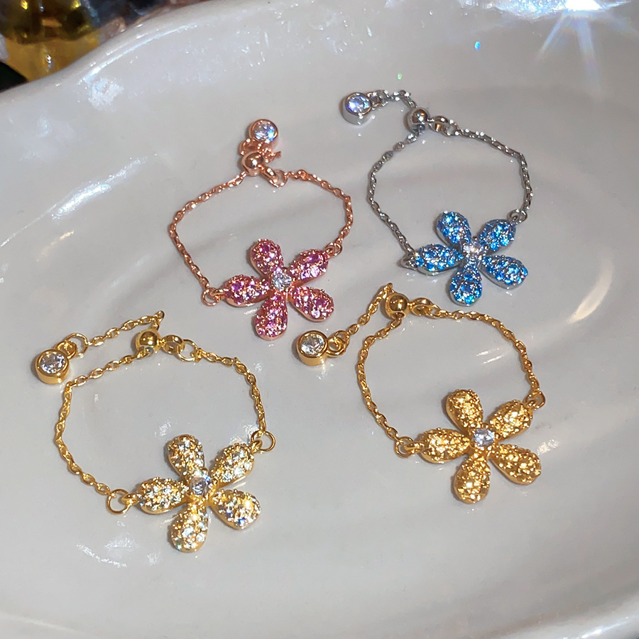 Zircon Flower Ring, Unique Design, Versatile Personality Jewelry, light luxury high-end jewelry for women - view 8