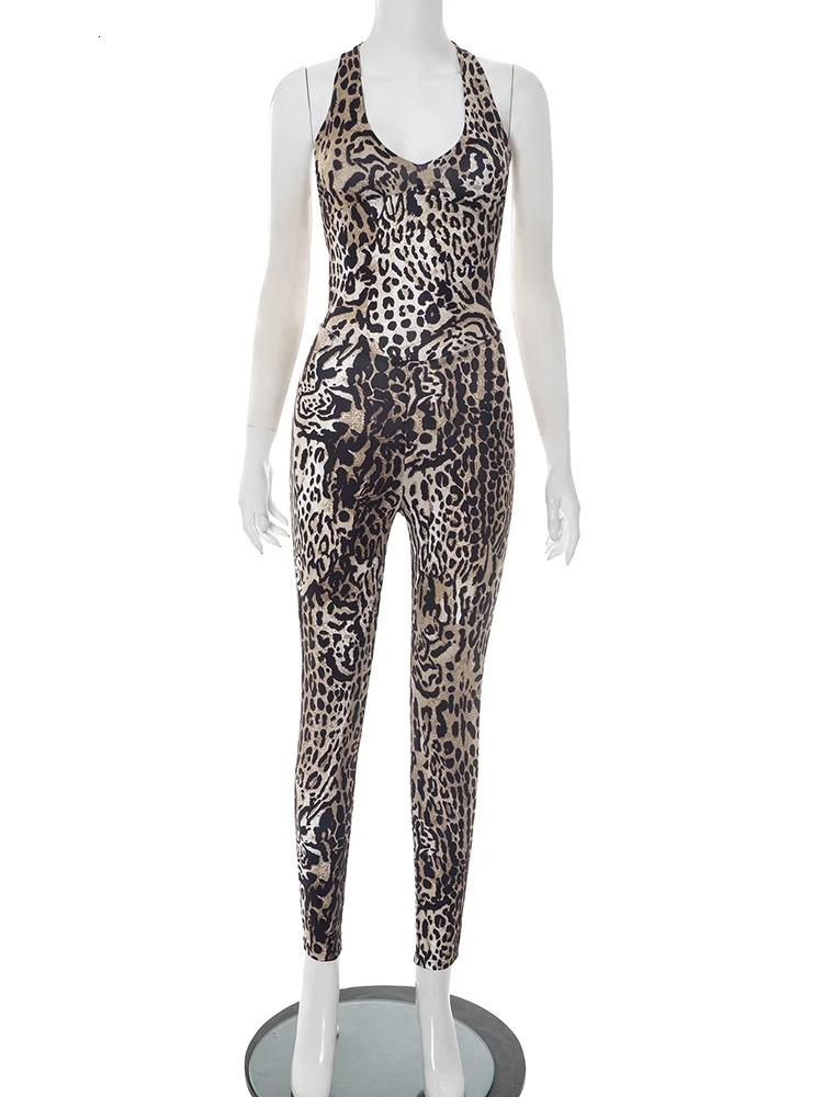 Weird Puss Leopard Print Jumpsuit Women Coquette Summer Trend Midnight Club Activity Sleeveless Fitness Stretch Workout Overalls 260625 - view 7