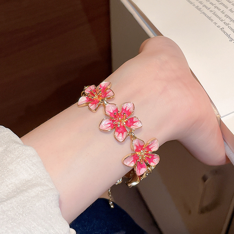 European and American cross-border metal oil-drip flower spliced seaside vacation style bracelet, niche high-end jewelry wholesale - view 4