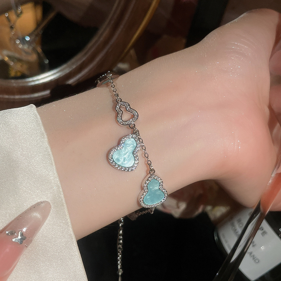 New Chinese-style dopamine-colored zircon gourd flower bracelet for women, niche light luxury high-end vintage jewelry - view 5
