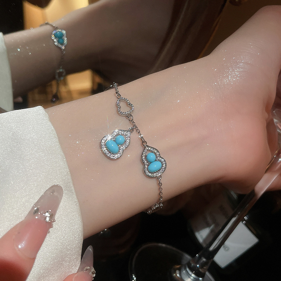 New Chinese-style dopamine-colored zircon gourd flower bracelet for women, niche light luxury high-end vintage jewelry - view 8