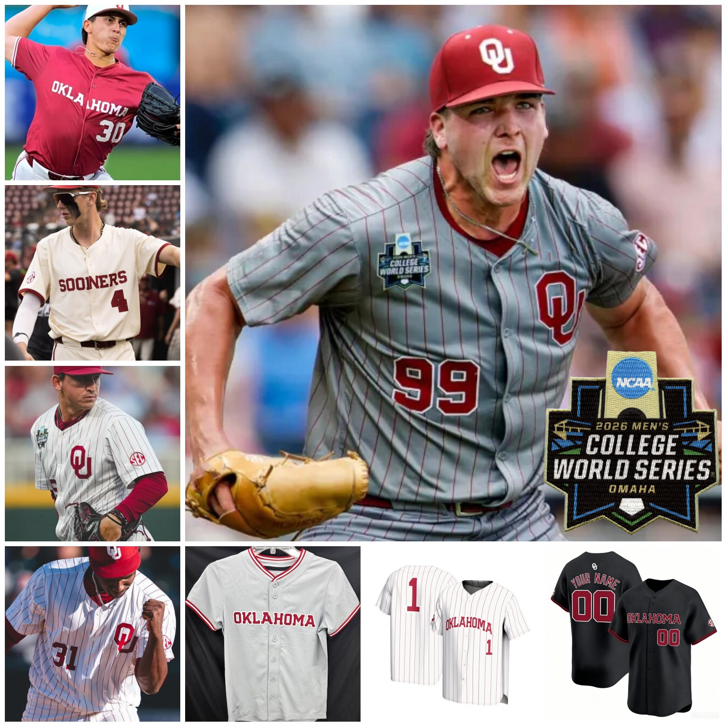 Oklahoma Sooners Maglia Da Baseball College Dasan Harris Jason Walk Trey Gambil…