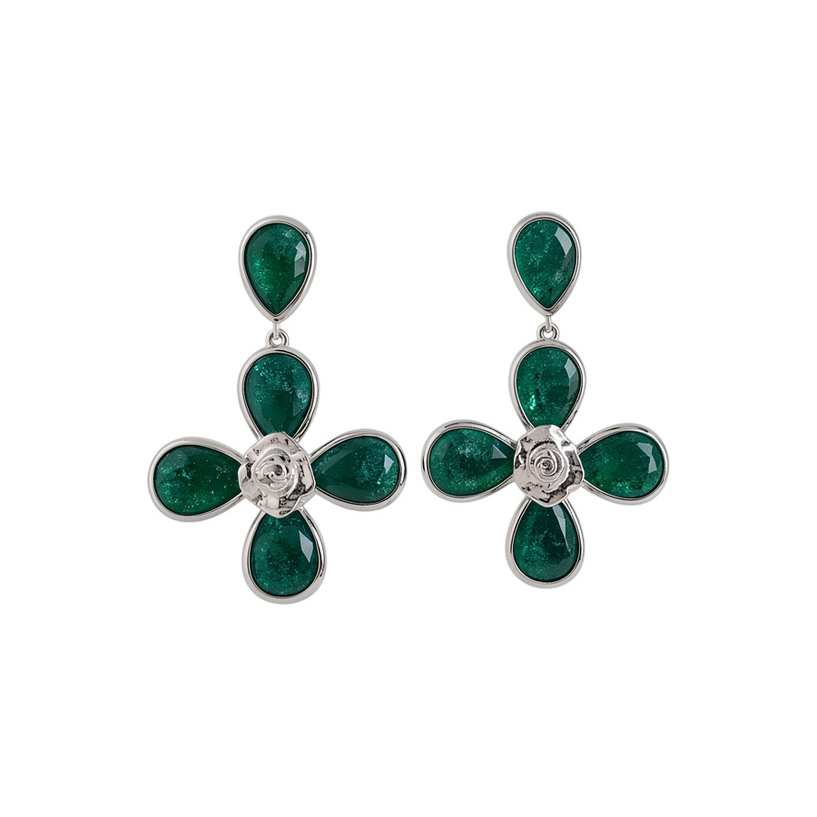 European American vintage resin flower pendant necklace and earring set, light luxury high-end fashion niche accessories for women - view 9
