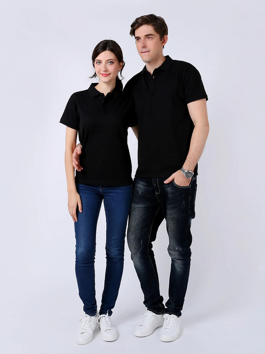 POLO shirt Mens Madam Solid Color Short Sleeved top Team Clothing Customization Black Navy Blue Customizable printing 260615 - view 3
