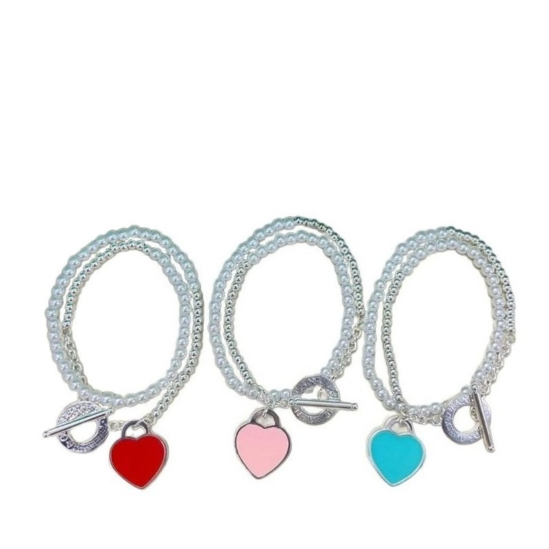 Designer Beaded Bracelet Pearl Bracelet with Heart-shaped Tag Trendy Design of Wrapped Jewelry