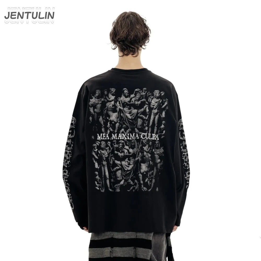 Oversized Mens Clothing Streetwear Mea Maxima Culpa Print Autumn Hip Hop Korean Long Sleeve Y2k Tops Cotton Graphic Tshirt Goth 260618 - view 5