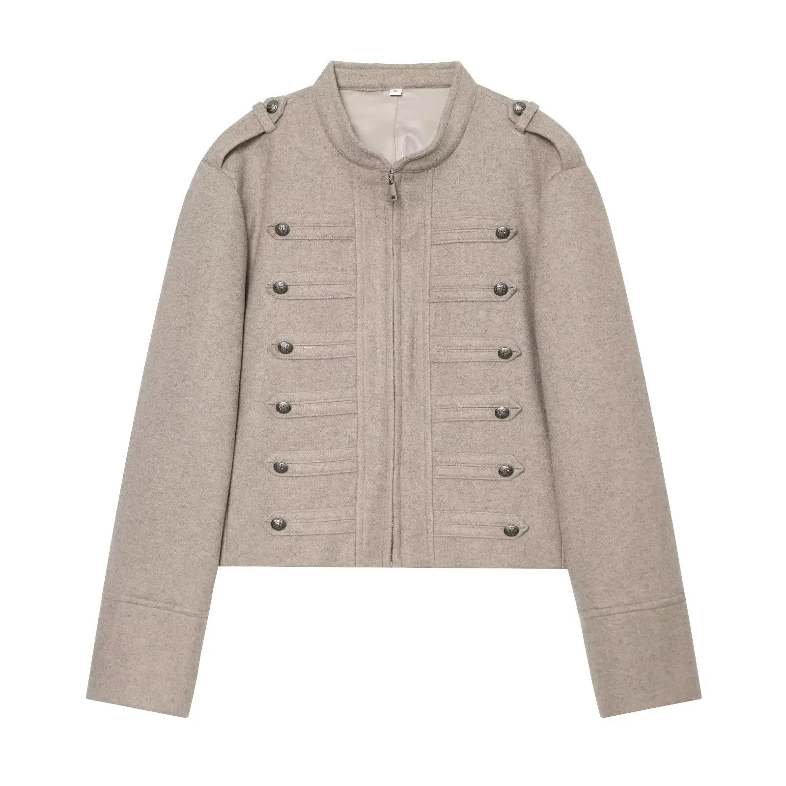 2026 Autumn Winter Womens Elegant Napoleon Button Y2K Punk Tweed Woolen Jackets Lady Vintage Chic Street Short Coats Crop Top 260618 - view 1