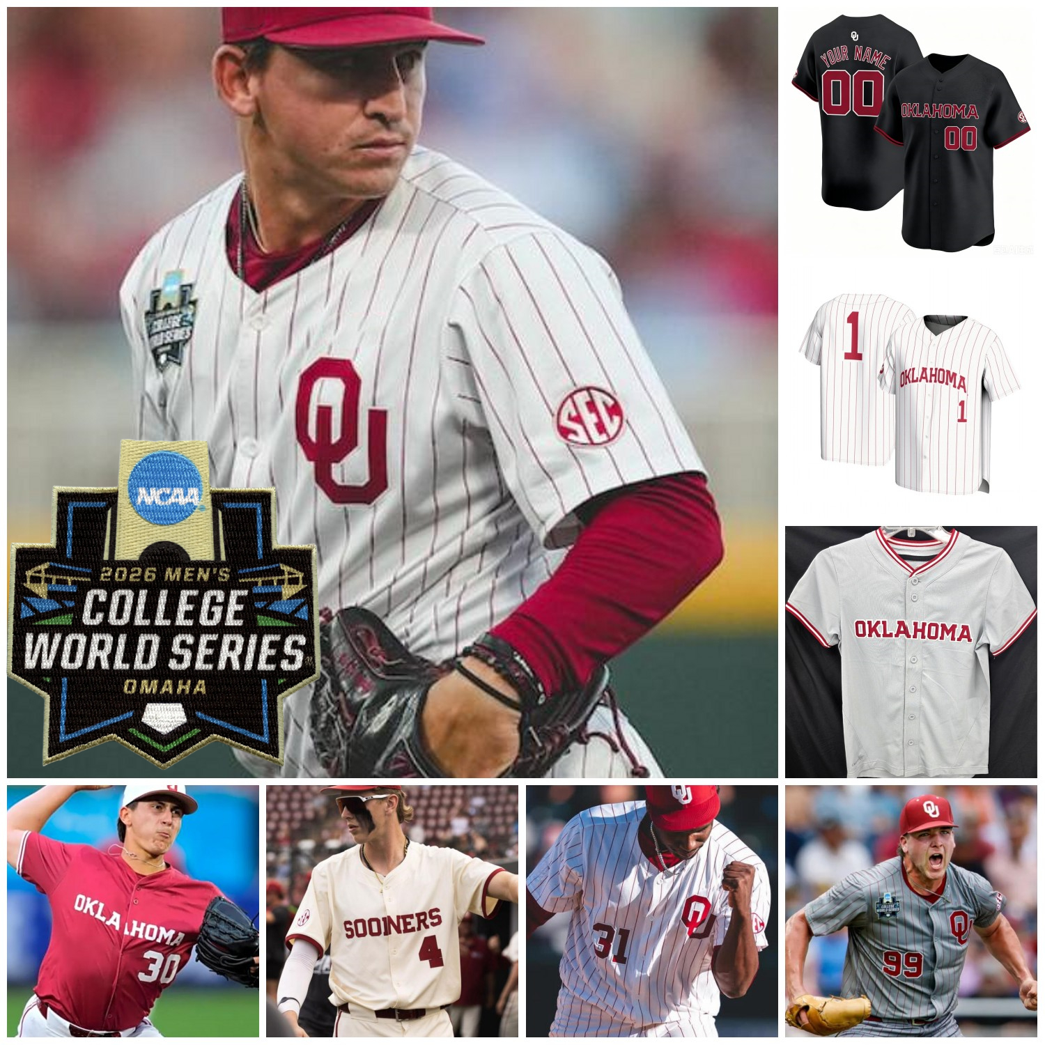 Oklahoma Sooners Maglia Da Baseball College Dasan Harris Jason Walk Trey Gambil…