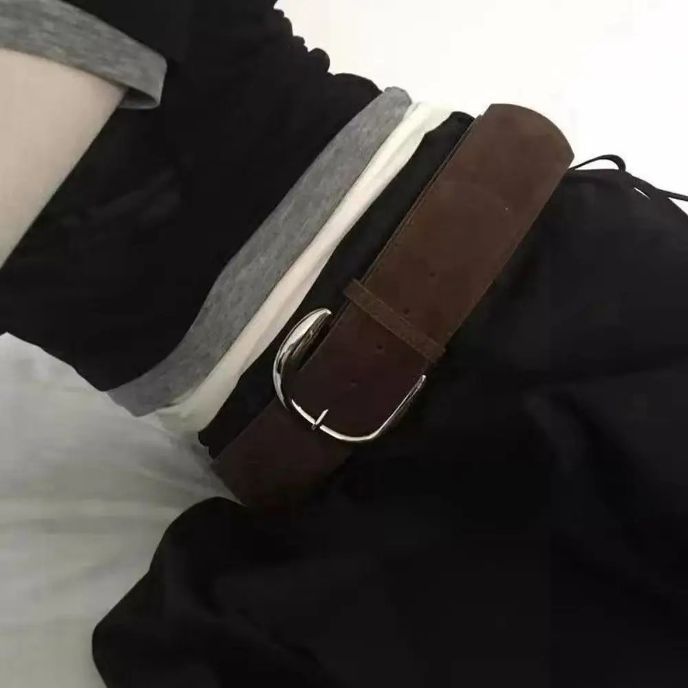 Maillard Styles Suede Leather Wide Belt y n Casual Pin Buckle Waistband Trendy Versatile Trouser Dress Belts Gifts 260617 - view 6