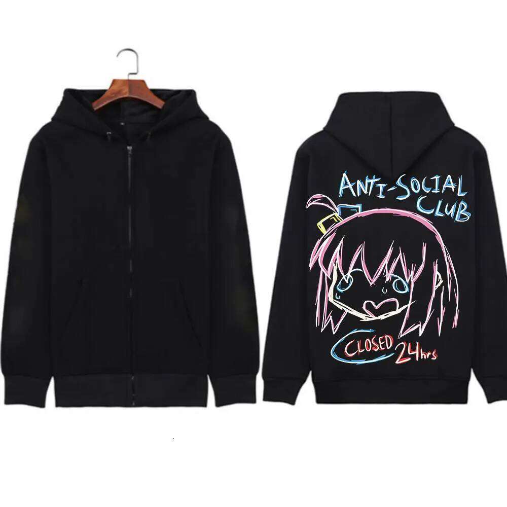 Bocchi The Rock Printing Zipper Hoodie Men Women Casual Personality Hooded Jacket Zip Up Hoodies Sweatshirts - view 3