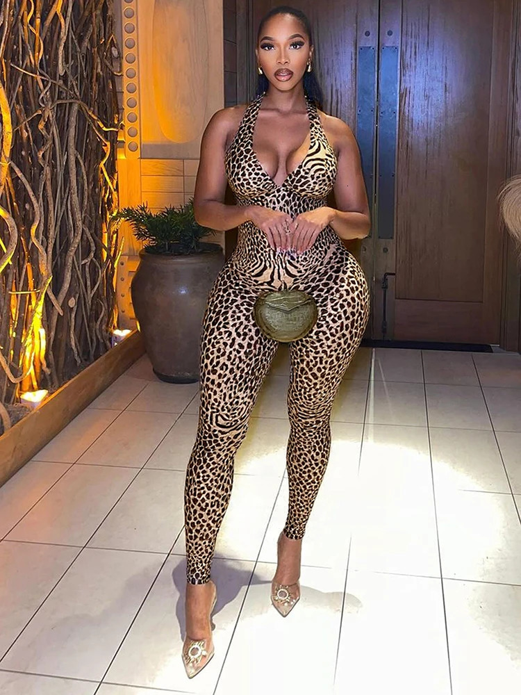 Weird Puss Leopard Print Jumpsuit Women Coquette Summer Trend Midnight Club Activity Sleeveless Fitness Stretch Workout Overalls 260625 - view 4