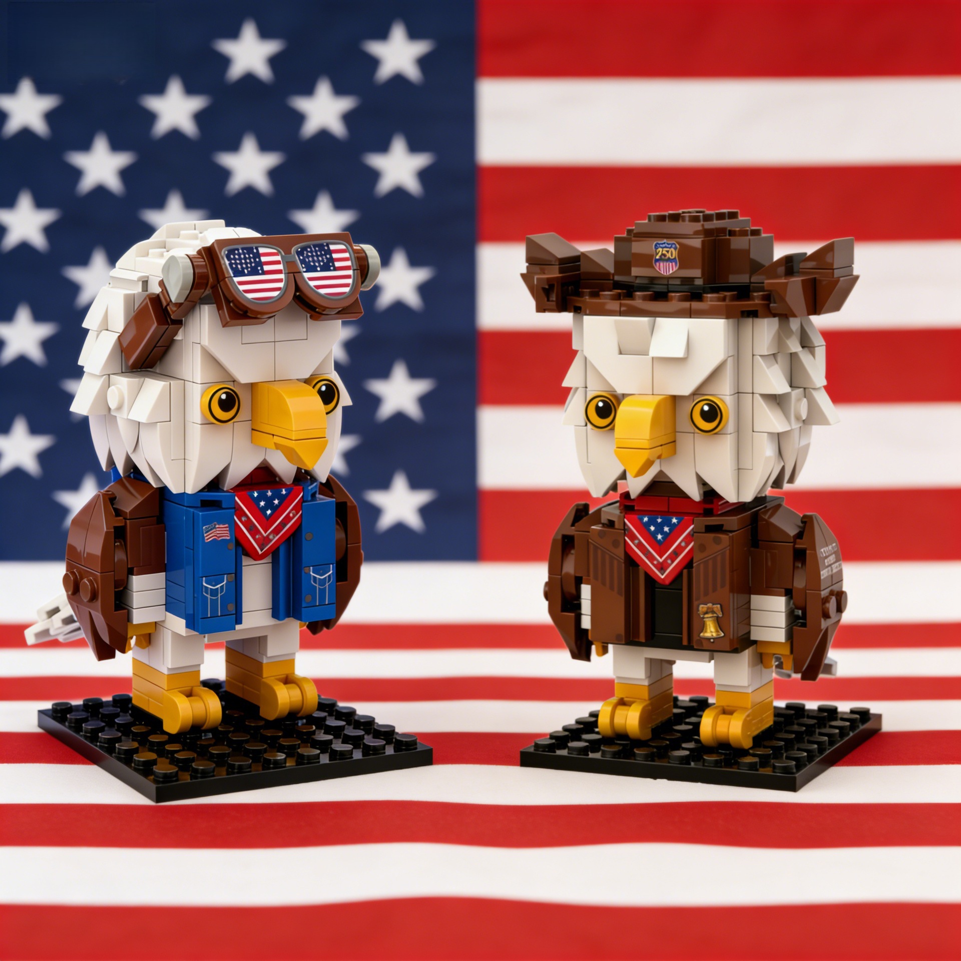 250th Anniversary Eagle Building Blocks Pilot Cowboy Assembly Model Ornament