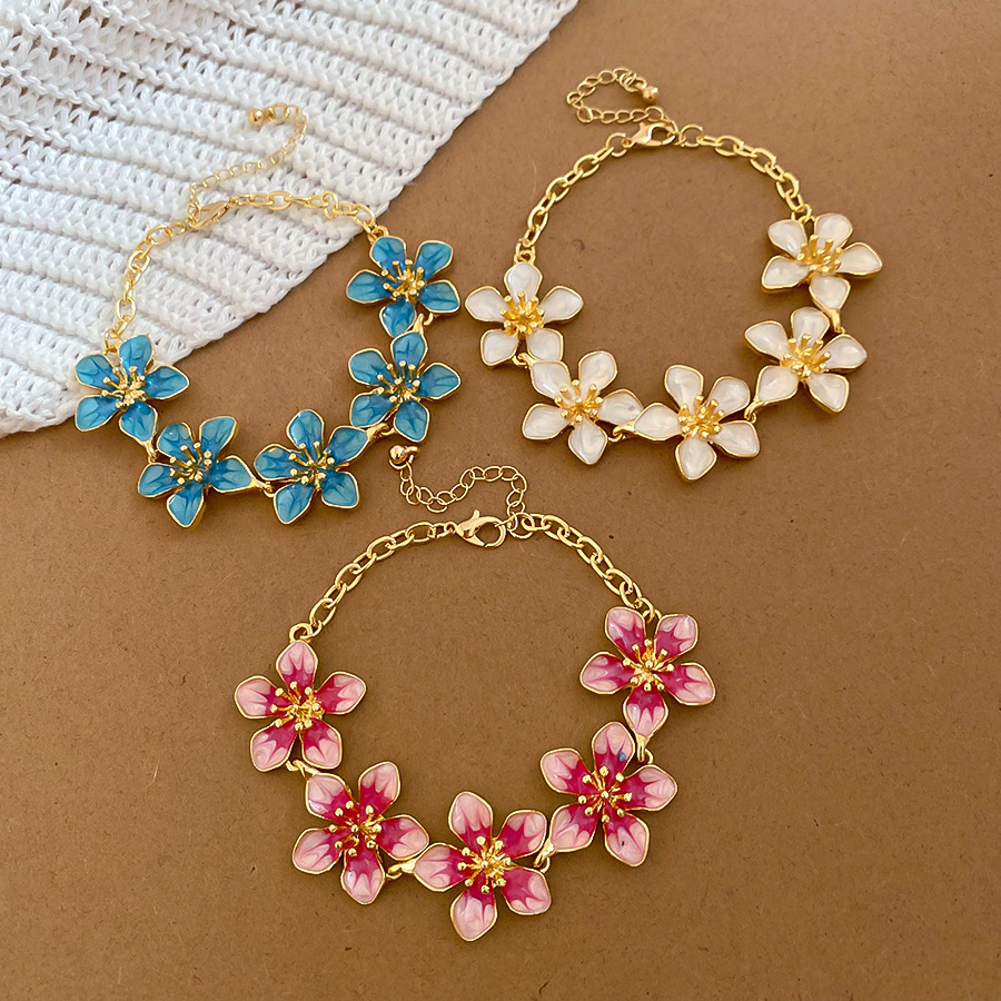 European and American cross-border metal oil-drip flower spliced seaside vacation style bracelet, niche high-end jewelry wholesale - view 5