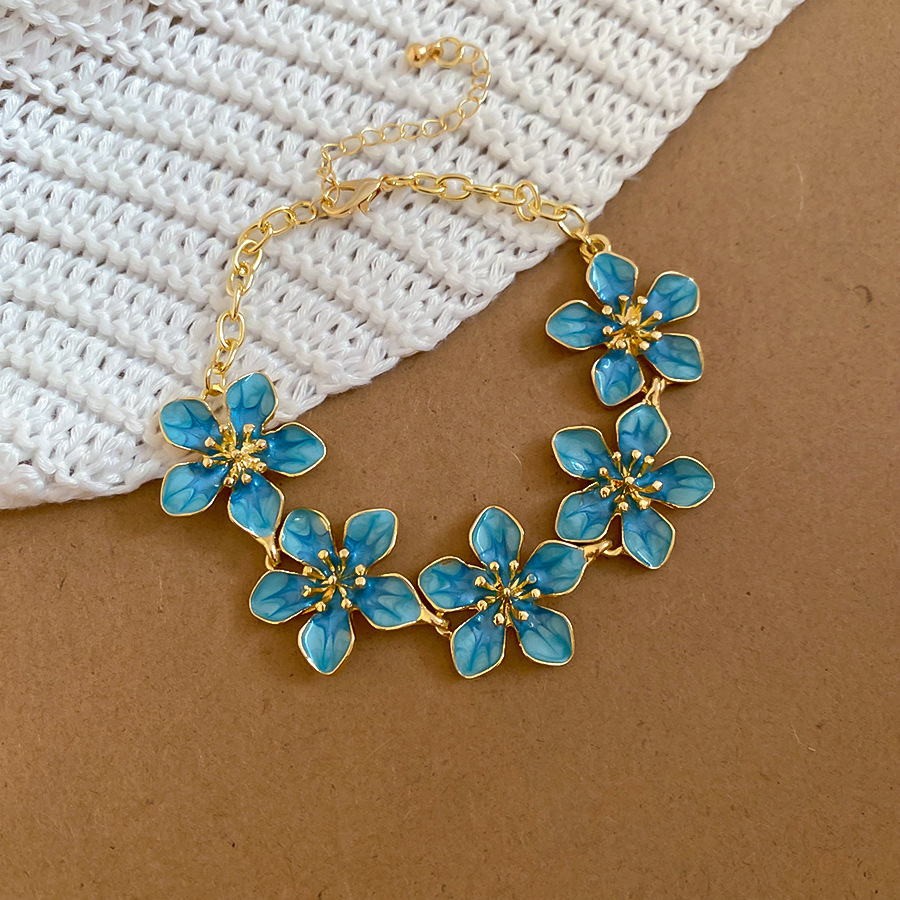 European and American cross-border metal oil-drip flower spliced seaside vacation style bracelet, niche high-end jewelry wholesale - view 7