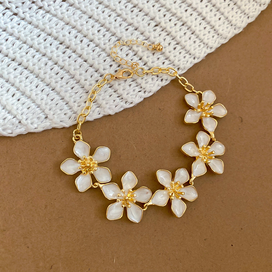 European and American cross-border metal oil-drip flower spliced seaside vacation style bracelet, niche high-end jewelry wholesale - view 9