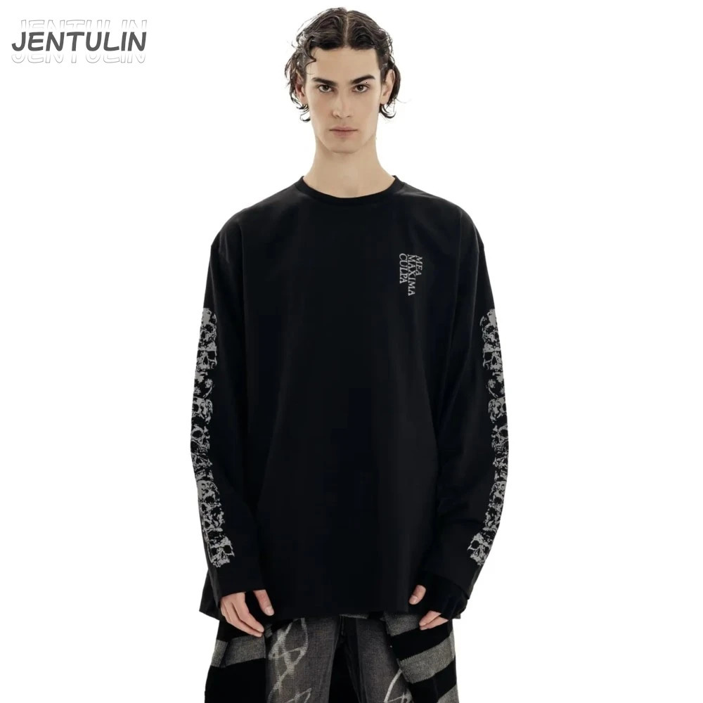 Oversized Mens Clothing Streetwear Mea Maxima Culpa Print Autumn Hip Hop Korean Long Sleeve Y2k Tops Cotton Graphic Tshirt Goth 260618 - view 4