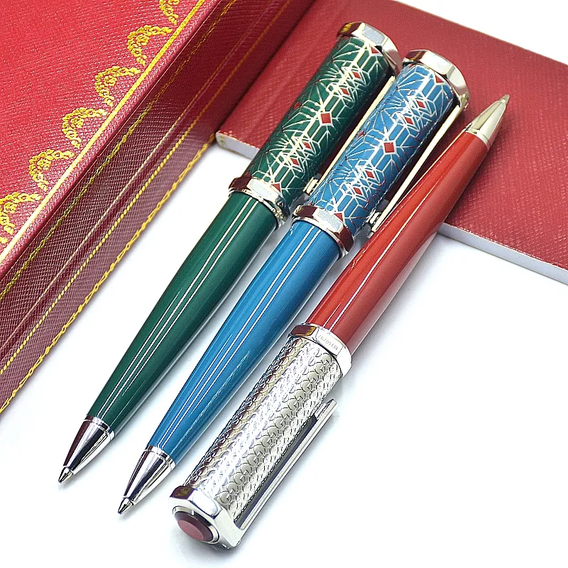 New Arrived Ct Santos-Dumont Metal Ballpoint Pen Unique Inlay Gem Design Office School Writing Ball Pens With Serial Number AAA High Quality