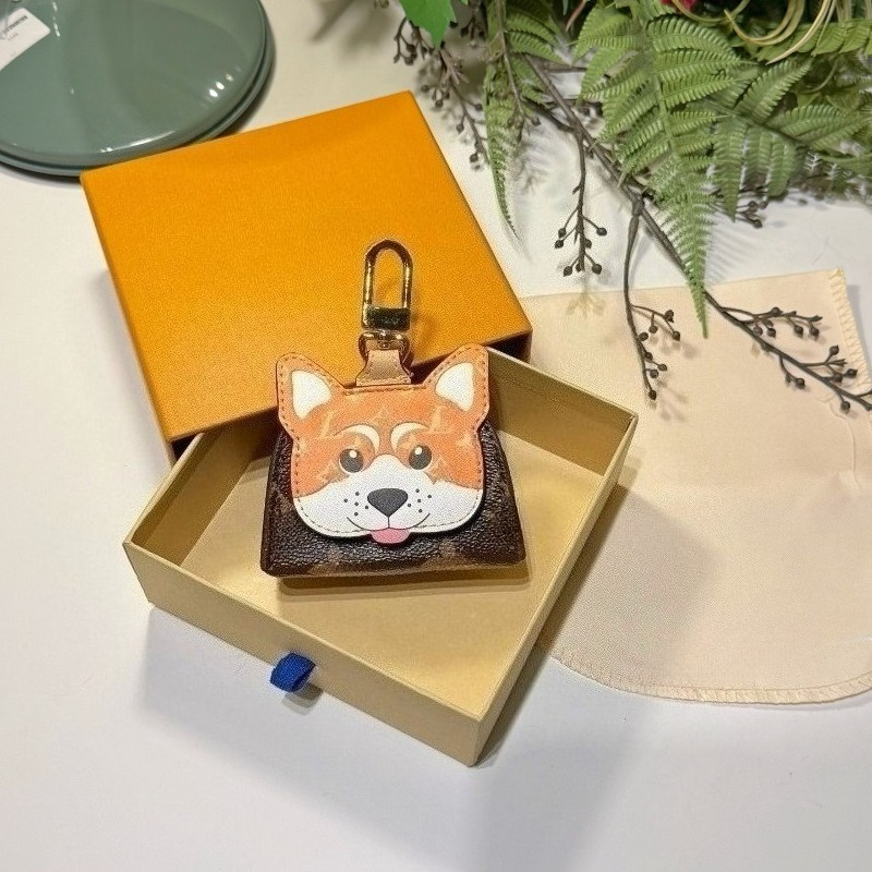 Cute Dog Keychain Leather Bag Pendant Pet Style Keychain