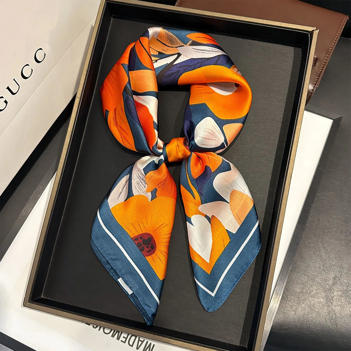 ner Silk Square Scarf Women Satin Shawl Wrap Hijab Female Hair Band Wrist y Headkerchief 7070cm Echarpe Bandana 260617 - view 3