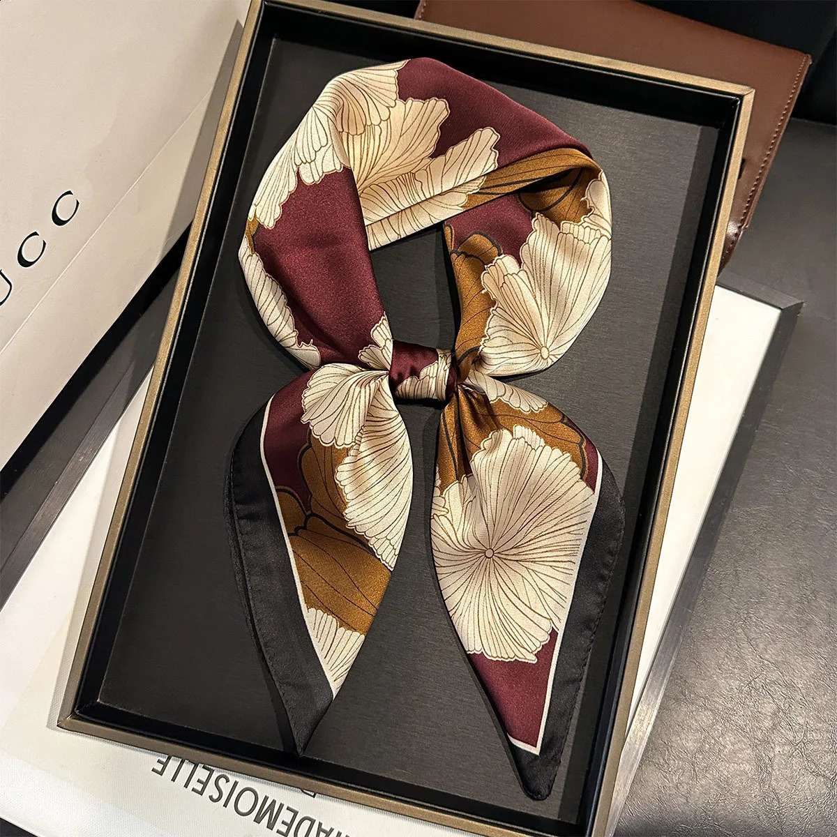 ner Silk Square Scarf Women Satin Shawl Wrap Hijab Female Hair Band Wrist y Headkerchief 7070cm Echarpe Bandana 260617 - view 5