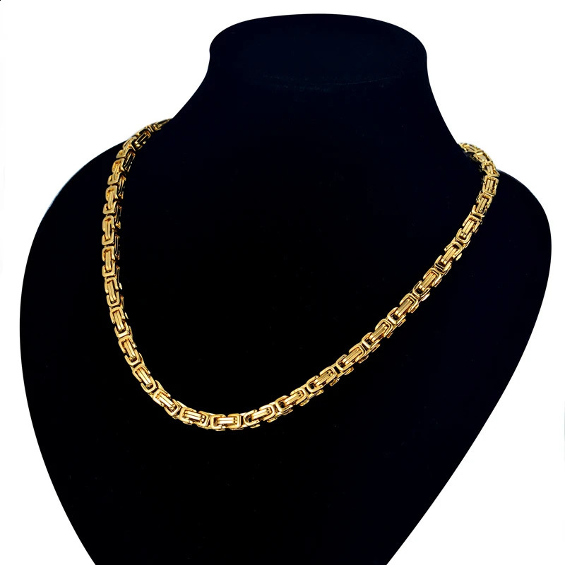 High Quality Byzantine Box Statement Men Gold Silver Color 4MM Stainless Steel Choker Necklace Chain Drop 260618BJ - view 3