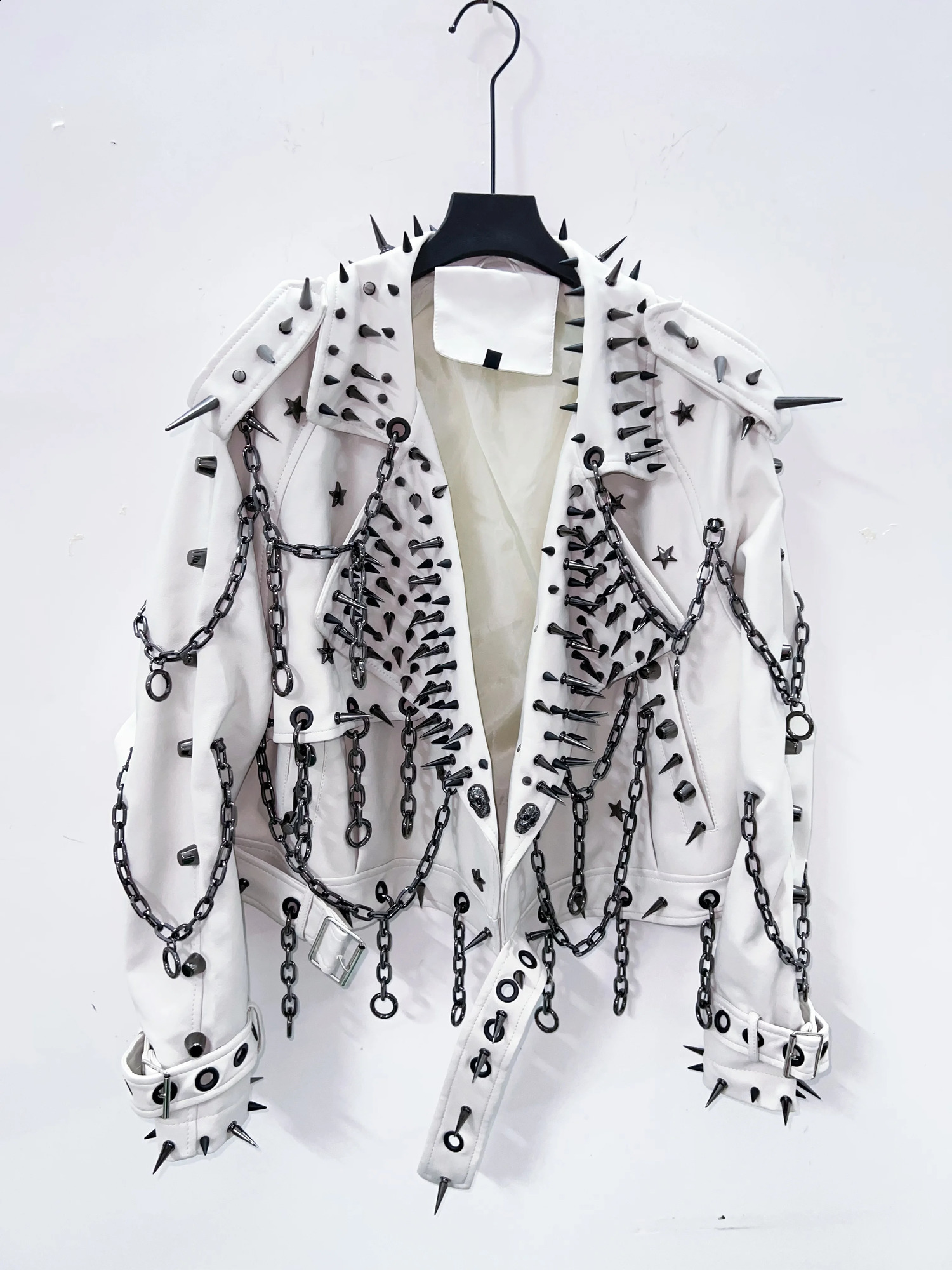 vintage Leather y2k Jacket Skull Jacket Punk Jacket gothic Leather gothic clothes y2k fashion y2k clothes harajuku Jacket 260618 - view 5