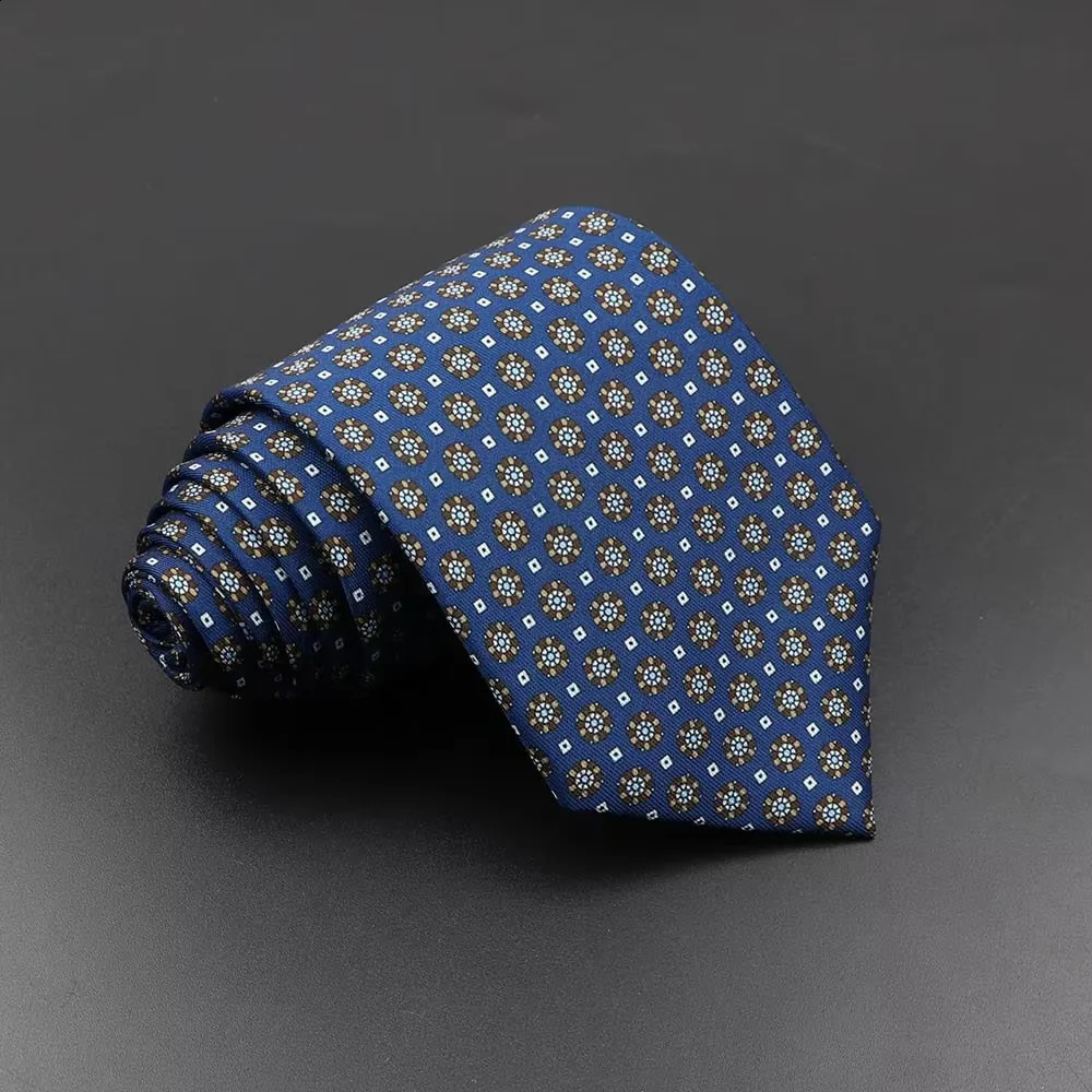Mens Fashion Silk Tie 75cm Soft Novelty Necktie Blue Green Orange Color Ties For Men Dot Floral Bowtie Wedding Business Gift 260617 - view 5