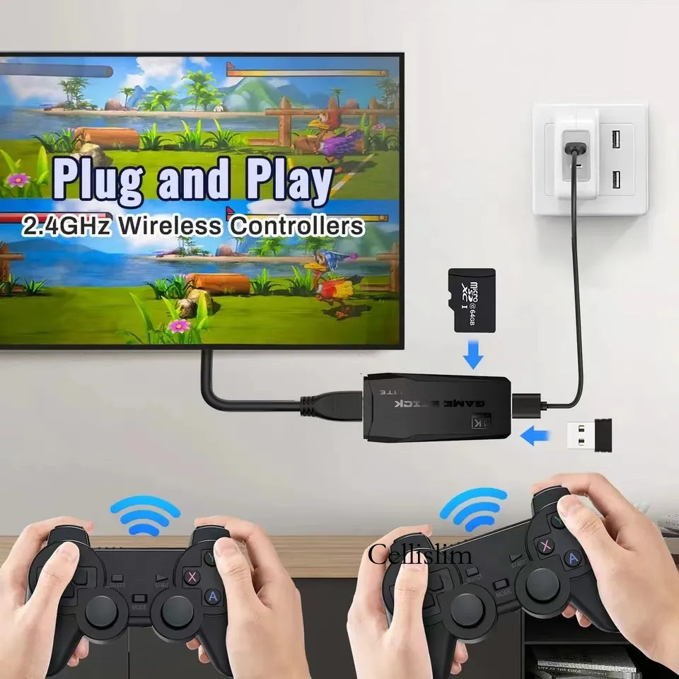 4K 1 M8 Retro Game Console 32G 64Gb 128G With 20 000+ Preloaded Games 2 Player Wireless Controller For Ps1/Gba HDMI TV Stick + - view 5