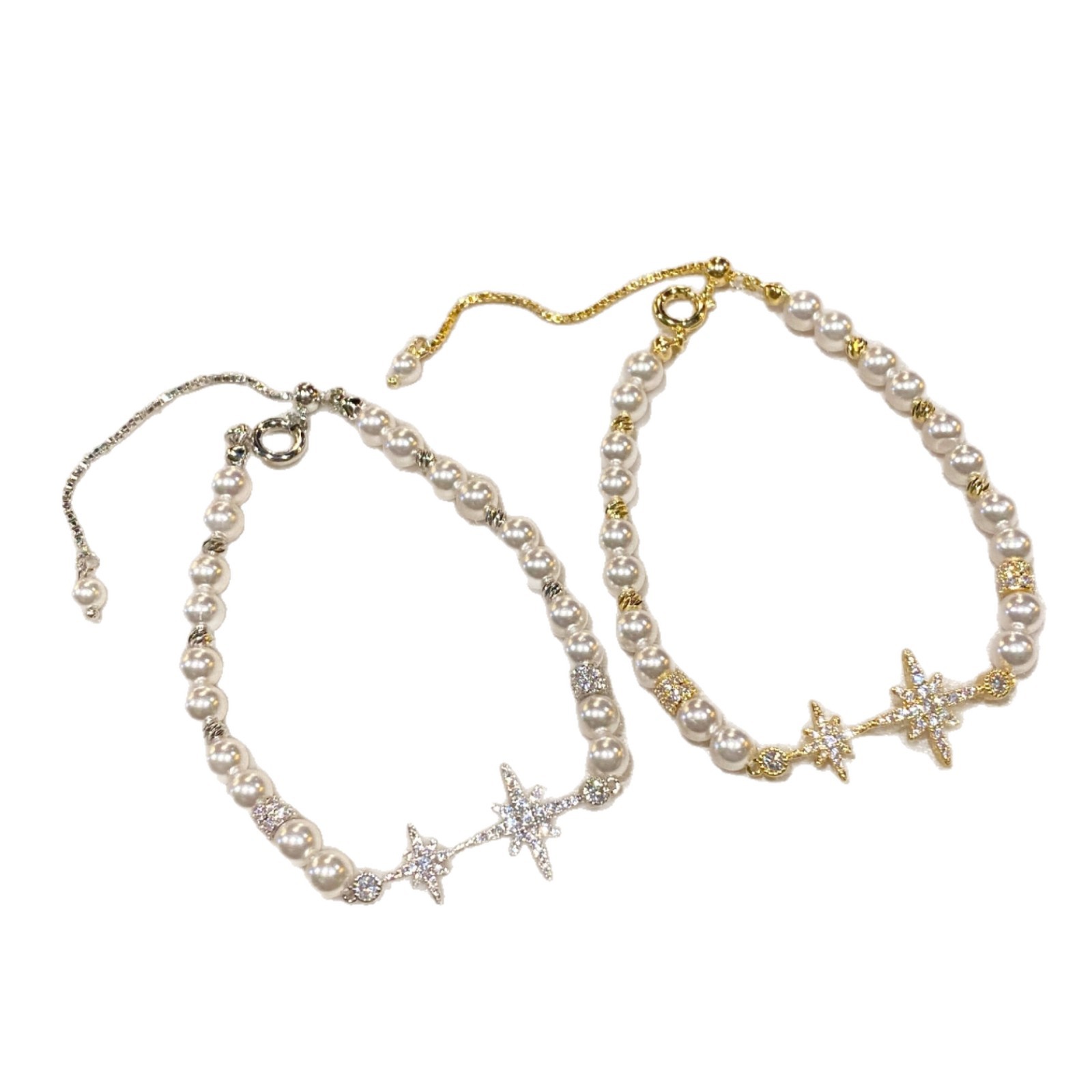 18k real gold plated pearl beaded zircon star bracelet for women, unique design, fashionable and light luxury jewelry - view 7