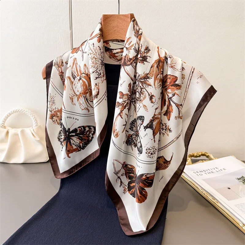 Vintage Butterfly Sketch Square Silk Scarf Soft Satin Bandana for Women Summer Neck Hair Headband Bag Wrist Wrap Beach Vacation 260617 - view 6