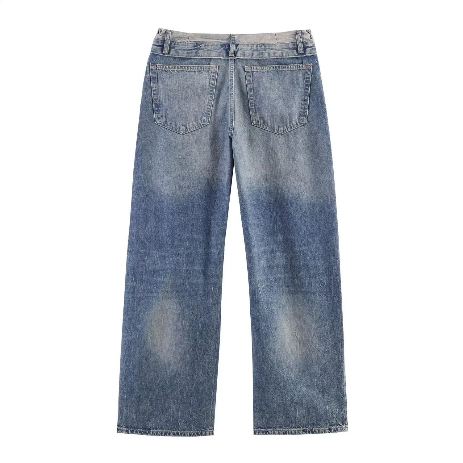 Casual Women Long Jeans Summer Female Chic Ripped Holes Denim Fashion Mid Waist Flanging Button Streetwear Pants Trousers 260611 - view 4