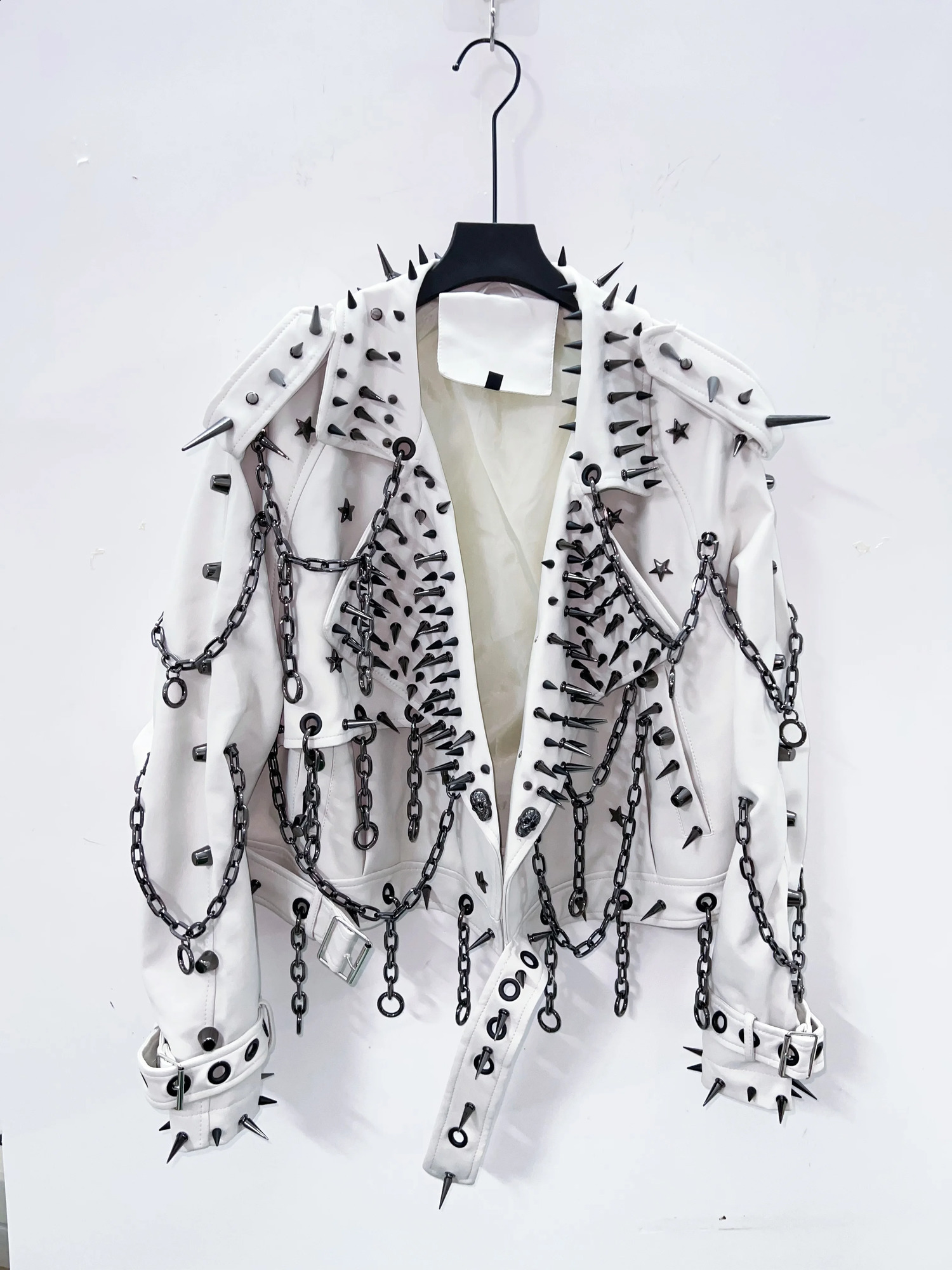 vintage Leather y2k Jacket Skull Jacket Punk Jacket gothic Leather gothic clothes y2k fashion y2k clothes harajuku Jacket 260618 - view 4