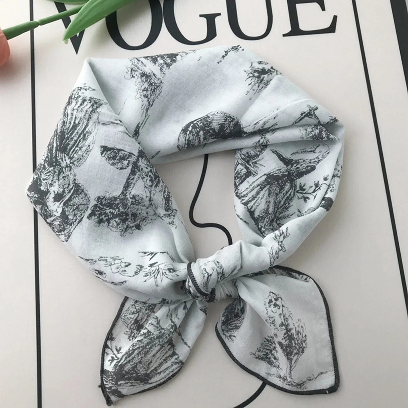 VREOVOR Autumn Floral Cotton Small Square Scarf Female Korean Version Thin Versatile Neck Protection DecorativePure 260617 - view 7